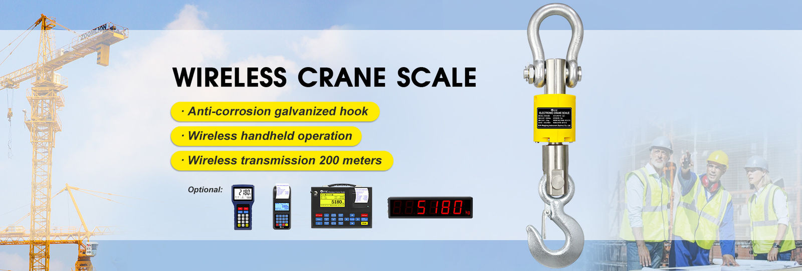 1/2/3t Crane Scale Digital Hanging Scale de pesage sans fil électronique 3 tonnes